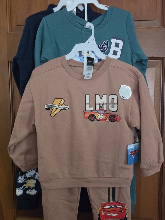 Disney Other - Kids Lightning McQueen Brown Sweatshirt - Cars LMQ Graphic Top.Set Of 3